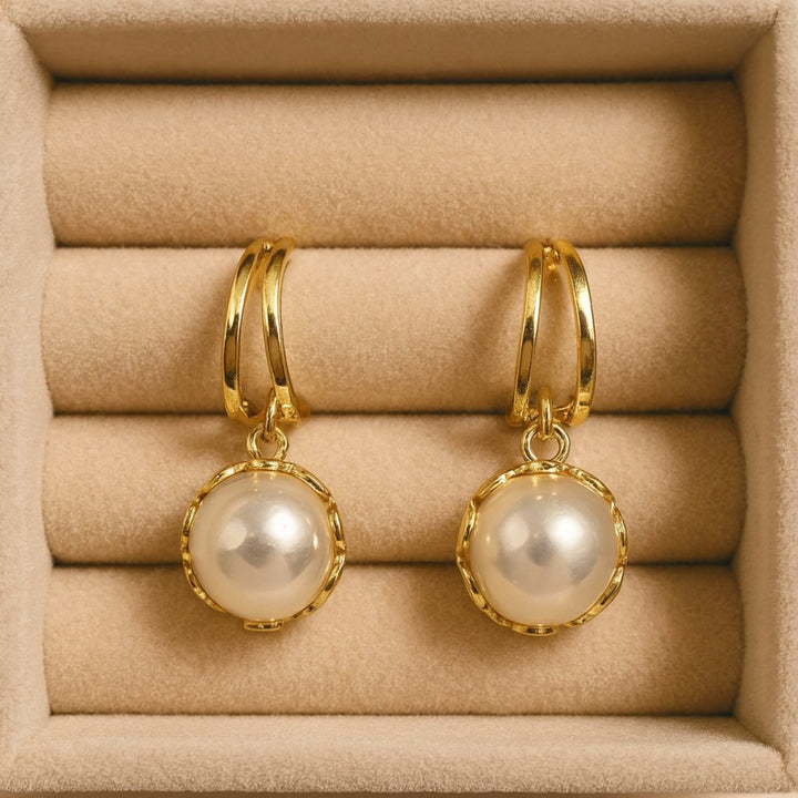 Elegant Gold Pearl Earrings