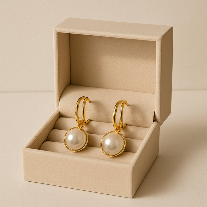 Elegant Gold Pearl Earrings