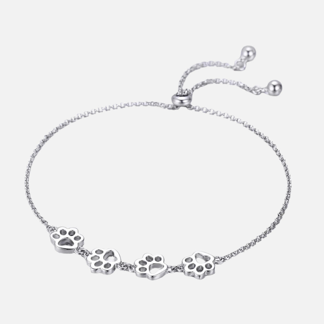 Sterling Silver Paw Print Bracelet – Adjustable Fit