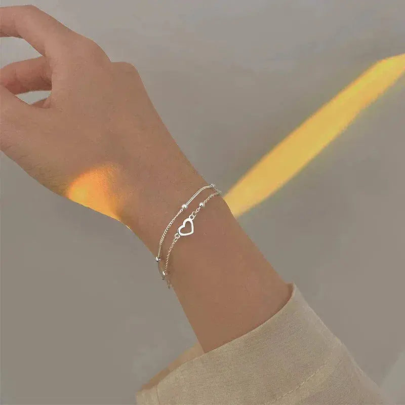 Adjustable Silver Heart Bracelet