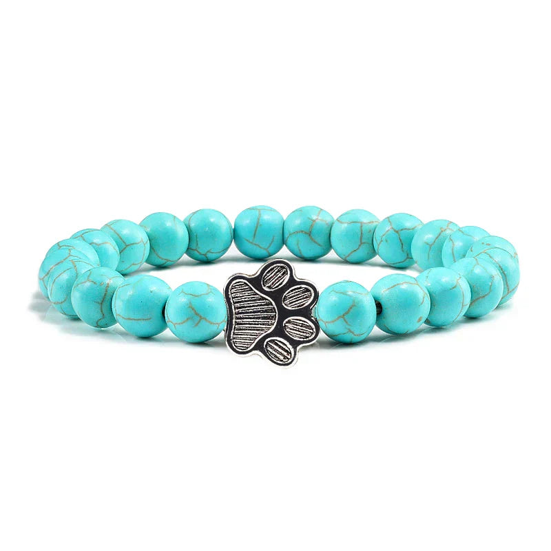 Beaded Paw Bracelet – Natural Stone Design