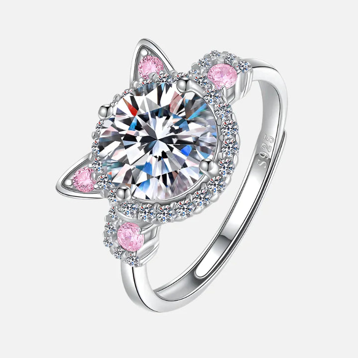 Adjustable Cat Ears Ring with Zirconia