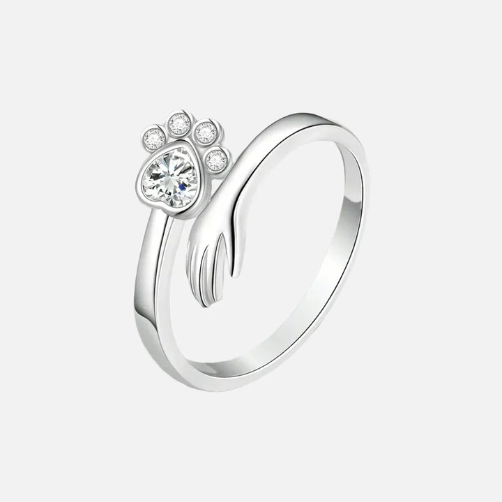 925 Sterling Silver Adjustable Ring – Hand and Paw Print Design