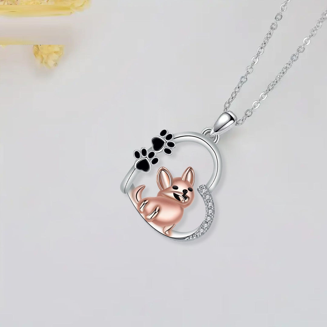Lovely Heart-shaped Dog Pendant Necklace