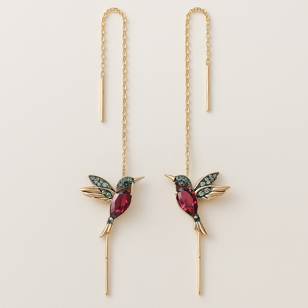 Hummingbird Enamel and Zirconia Earrings