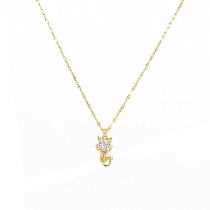 Gold platted cat necklace with zircon
