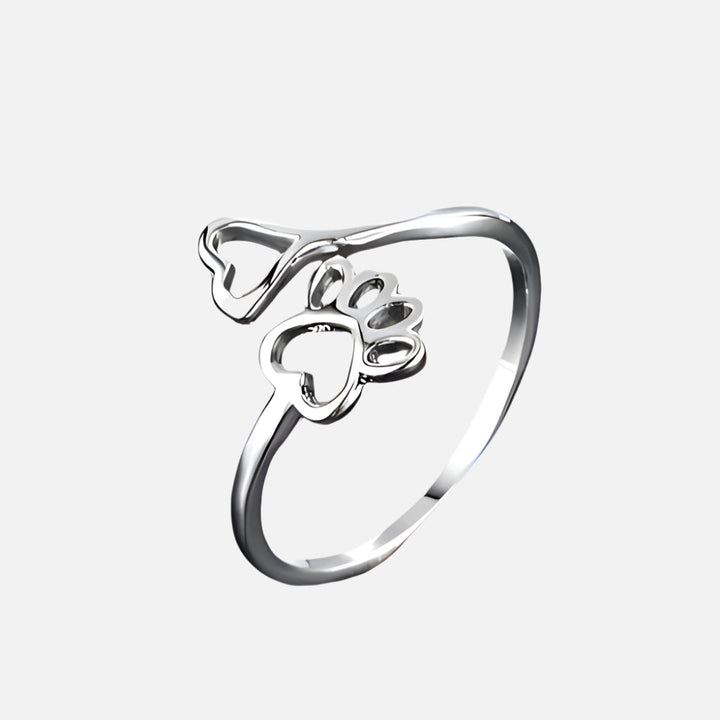 Adjustable Paw & Heart Ring – Stainless Steel